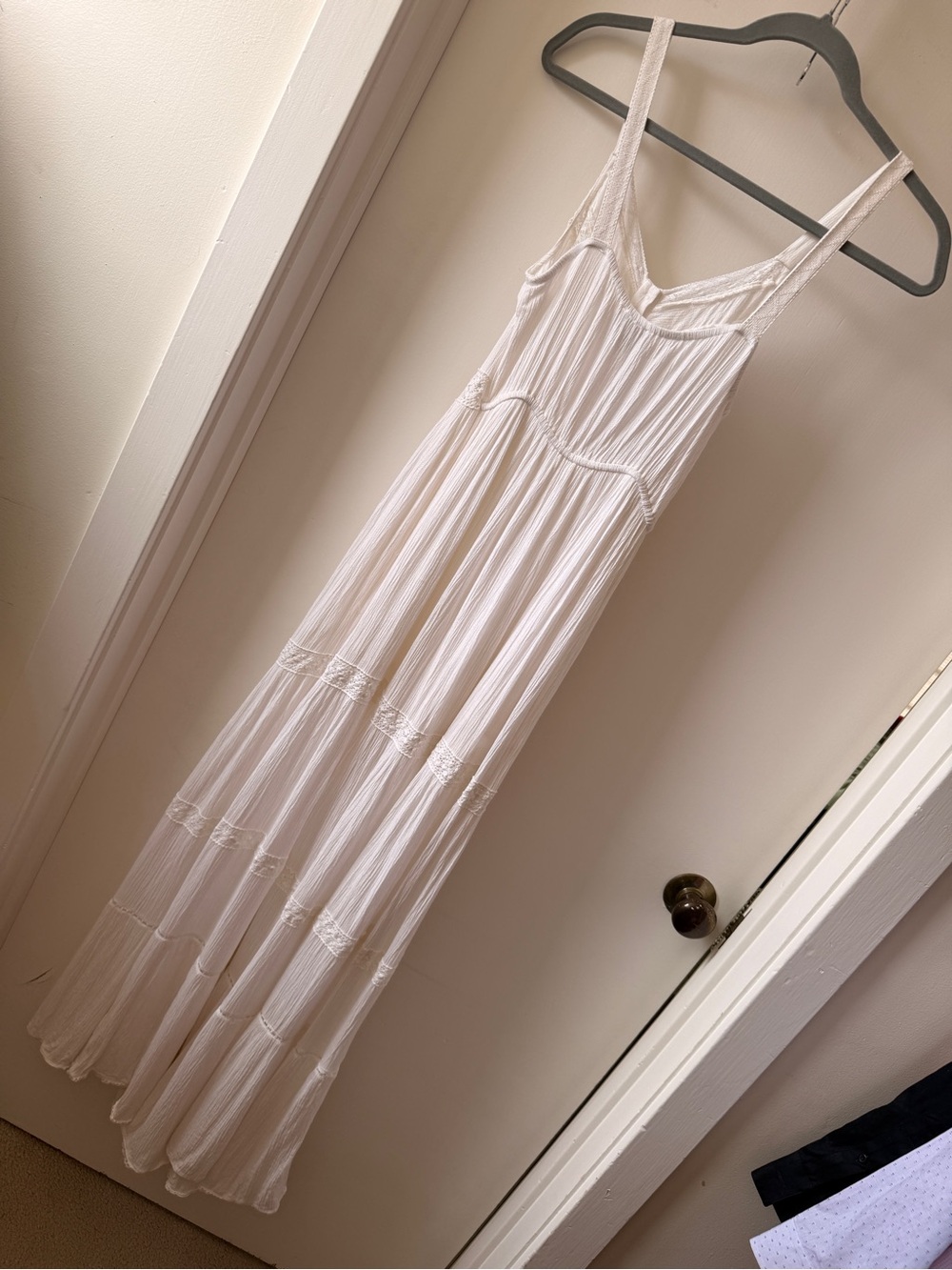Forever 21 White Crochet-Trim Tiered Maxi Dress Prairie Boho S - Picture 9 of 14